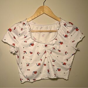 Floral White Crop Top